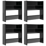 Vidaxl Wandschuhschränke 4 ST 60x18x60 cm Holz Hochglanzschwarz schwarz