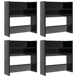 Vidaxl Wandschuhschränke 4 ST 60x18x60 cm Holz Hochglanzschwarz schwarz