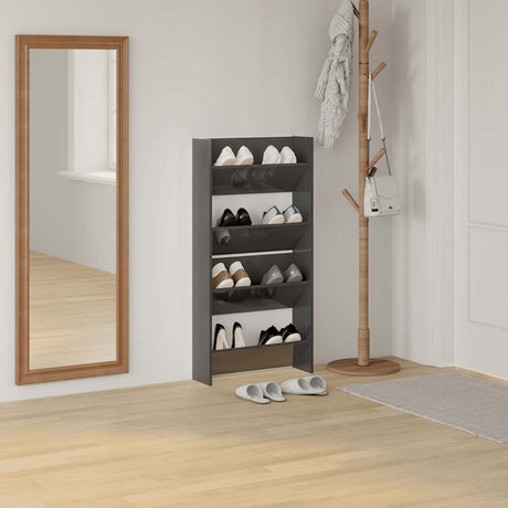 Vidaxl Wandschuhschränke 2 ST 60x18x60 cm Holz Hochglanzgrau