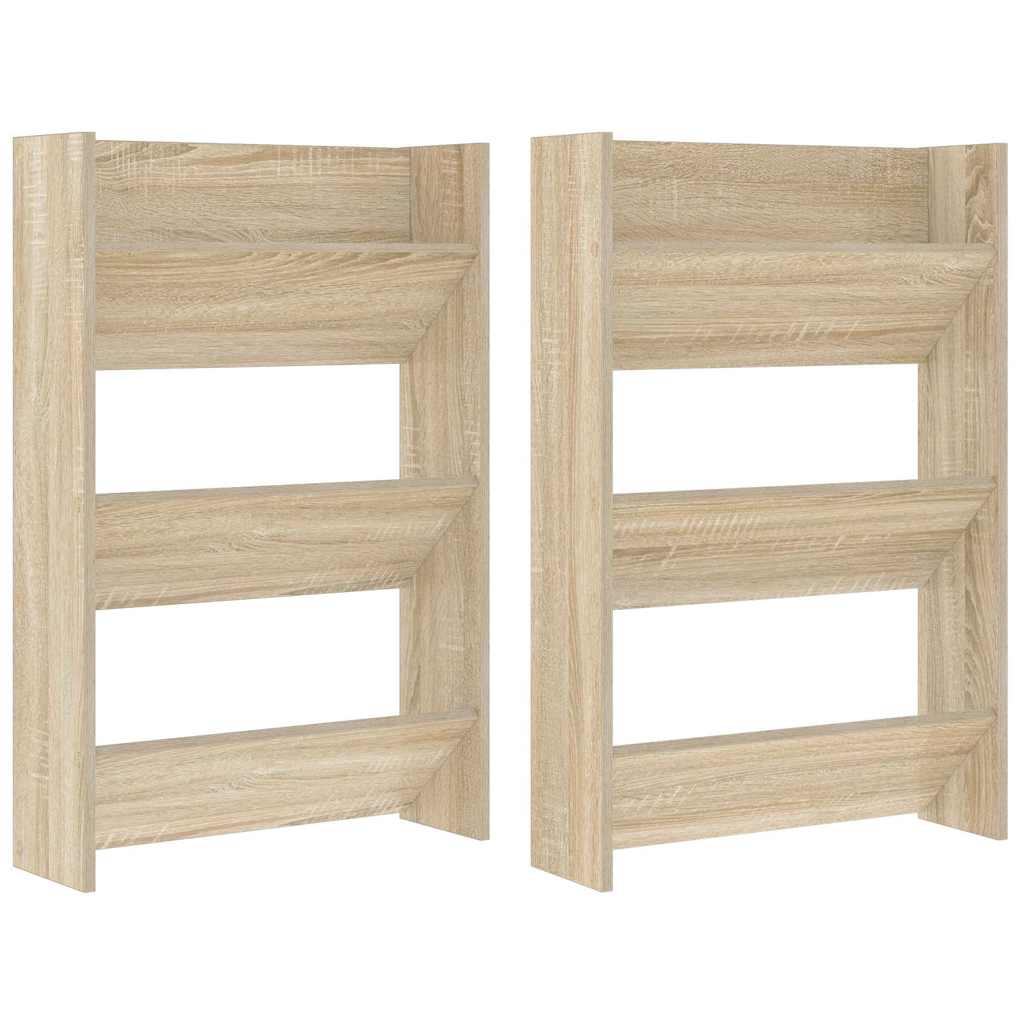 Vidaxl wandschoenenkasten 2 st 60x18x90 cm spaanplaat sonoma eiken