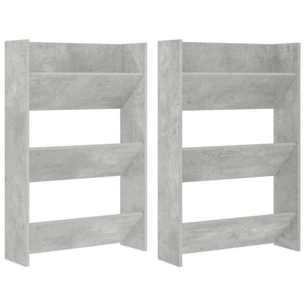 Vidaxx Wandschuhschränke 2 Stk. 60x18x90 cm Spanplatte betongrau