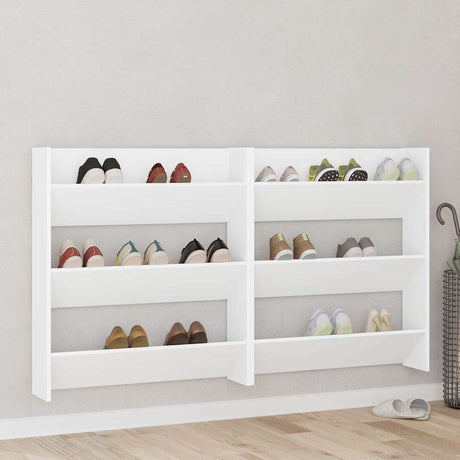 Vidaxl wandschoenenkasten 2 st 80x18x90 cm spaanplaat wit