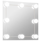 Vidaxl Wandspiegel mit LED -Lampen quadratische Glas