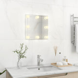 Vidaxl Wandspiegel mit LED -Lampen quadratische Glas