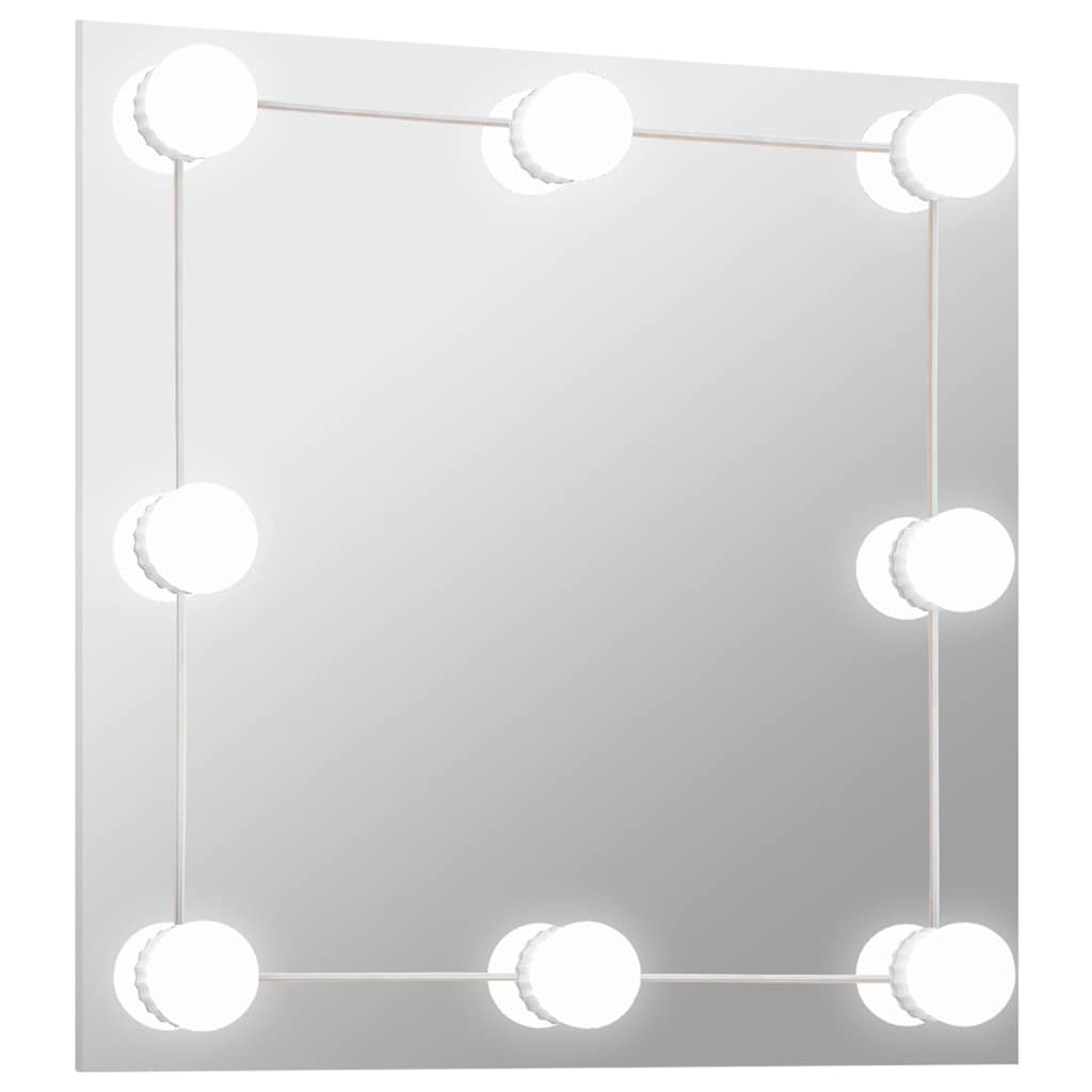VidaXL Wandspiegel mit LED-Lampen aus quadratischem Glas