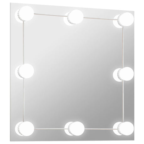 VidaXL Wandspiegel mit LED-Lampen aus quadratischem Glas