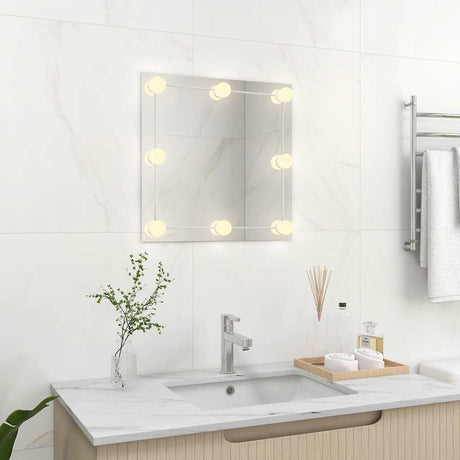VidaXL Wandspiegel mit LED-Lampen aus quadratischem Glas
