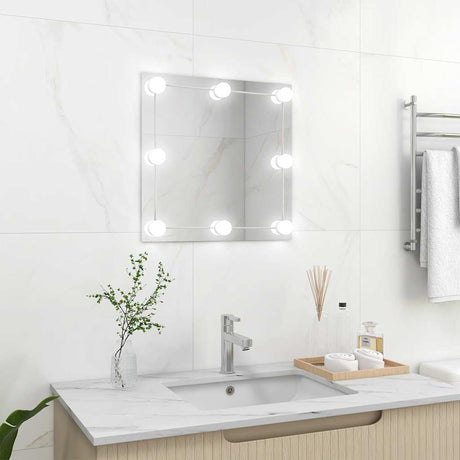 Vidaxl Wandspiegel mit LED -Lampen quadratische Glas