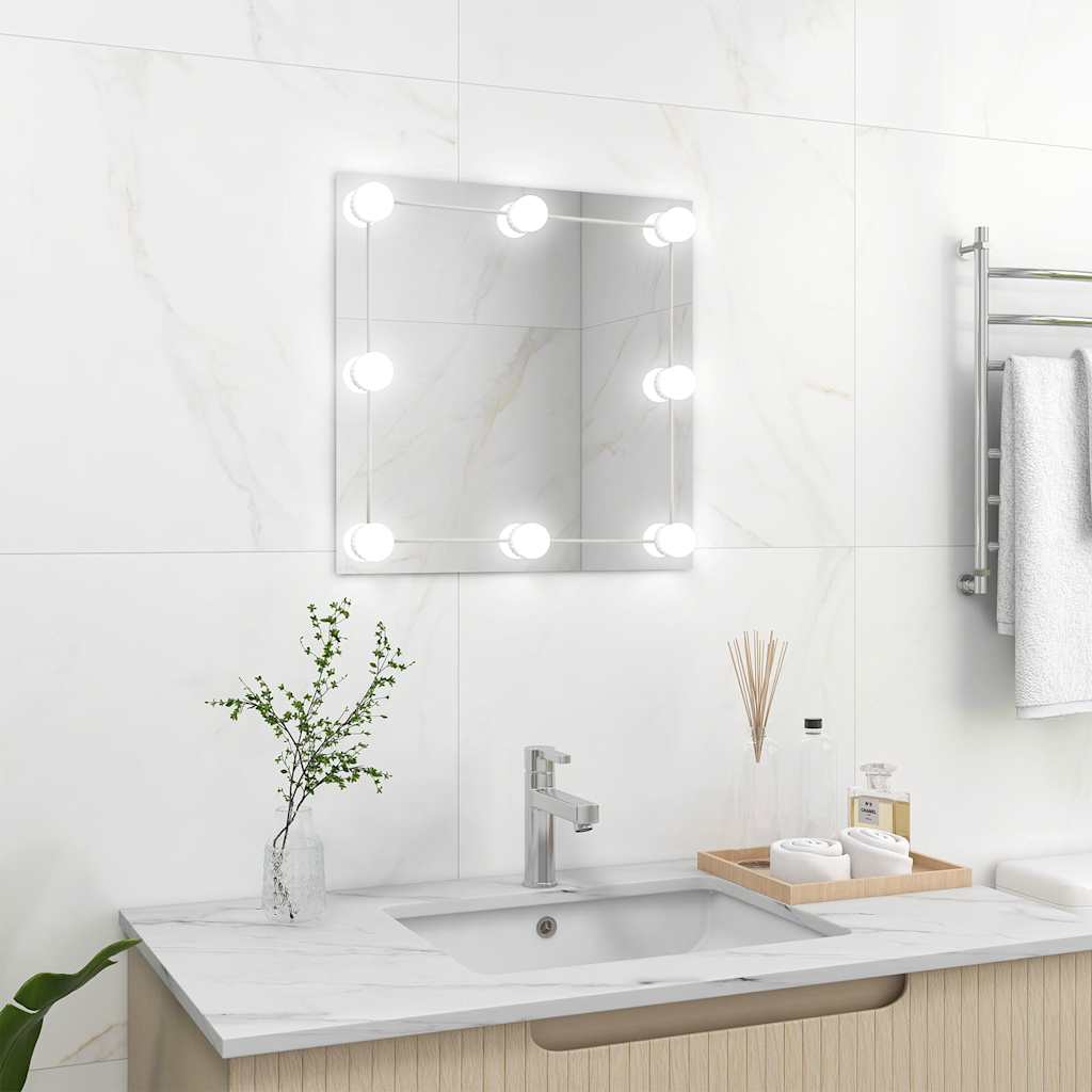 VidaXL Wandspiegel mit LED-Lampen aus quadratischem Glas