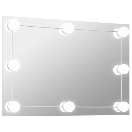 Vidaxl -Wandspiegel mit LED -Lampen rechteckig Glas