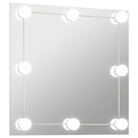VidaXL Wandspiegel mit LED-Lampen aus quadratischem Glas