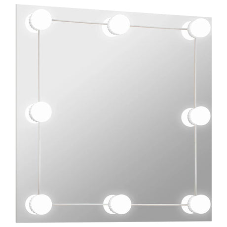 Vidaxl Wandspiegel mit LED -Lampen quadratische Glas