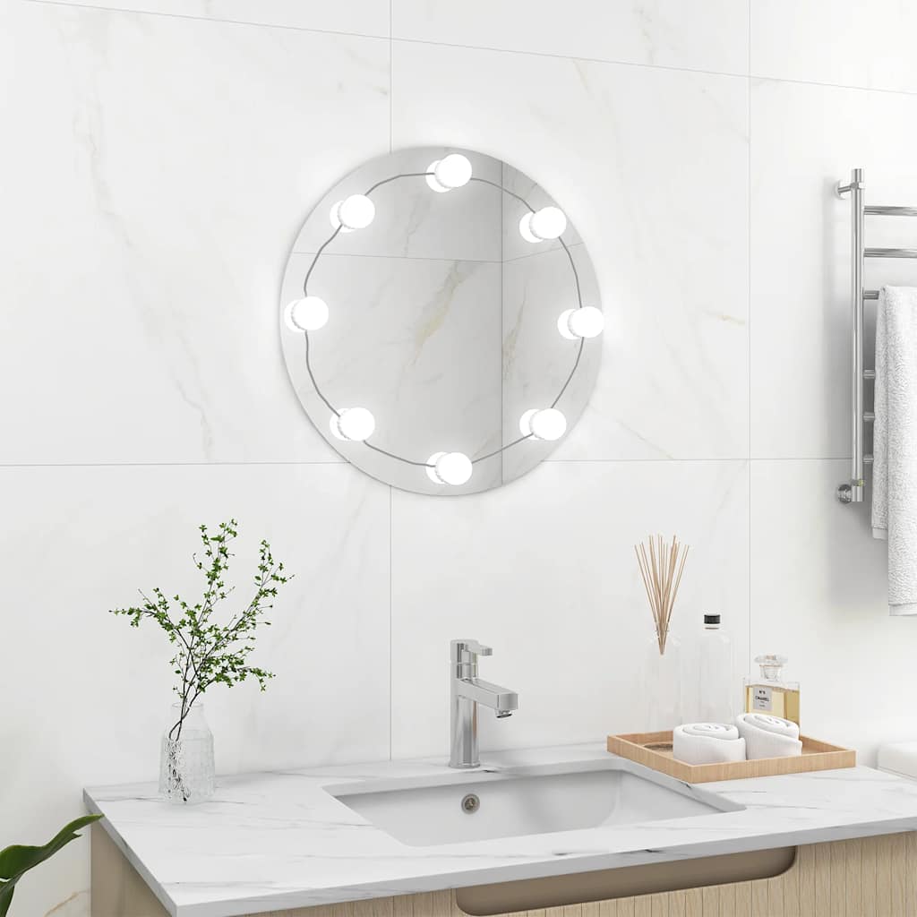 Vidaxl -Wandspiegel mit LED -Lampen um Glas