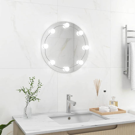 Vidaxl -Wandspiegel mit LED -Lampen um Glas