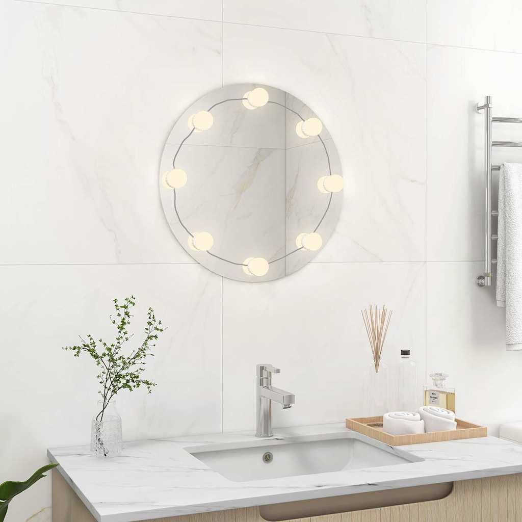 Vidaxl -Wandspiegel mit LED -Lampen um Glas
