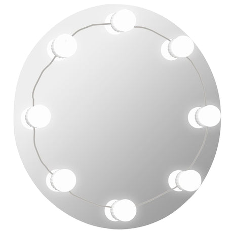 VidaXL Wandspiegel mit LED-Lampen rundem Glas