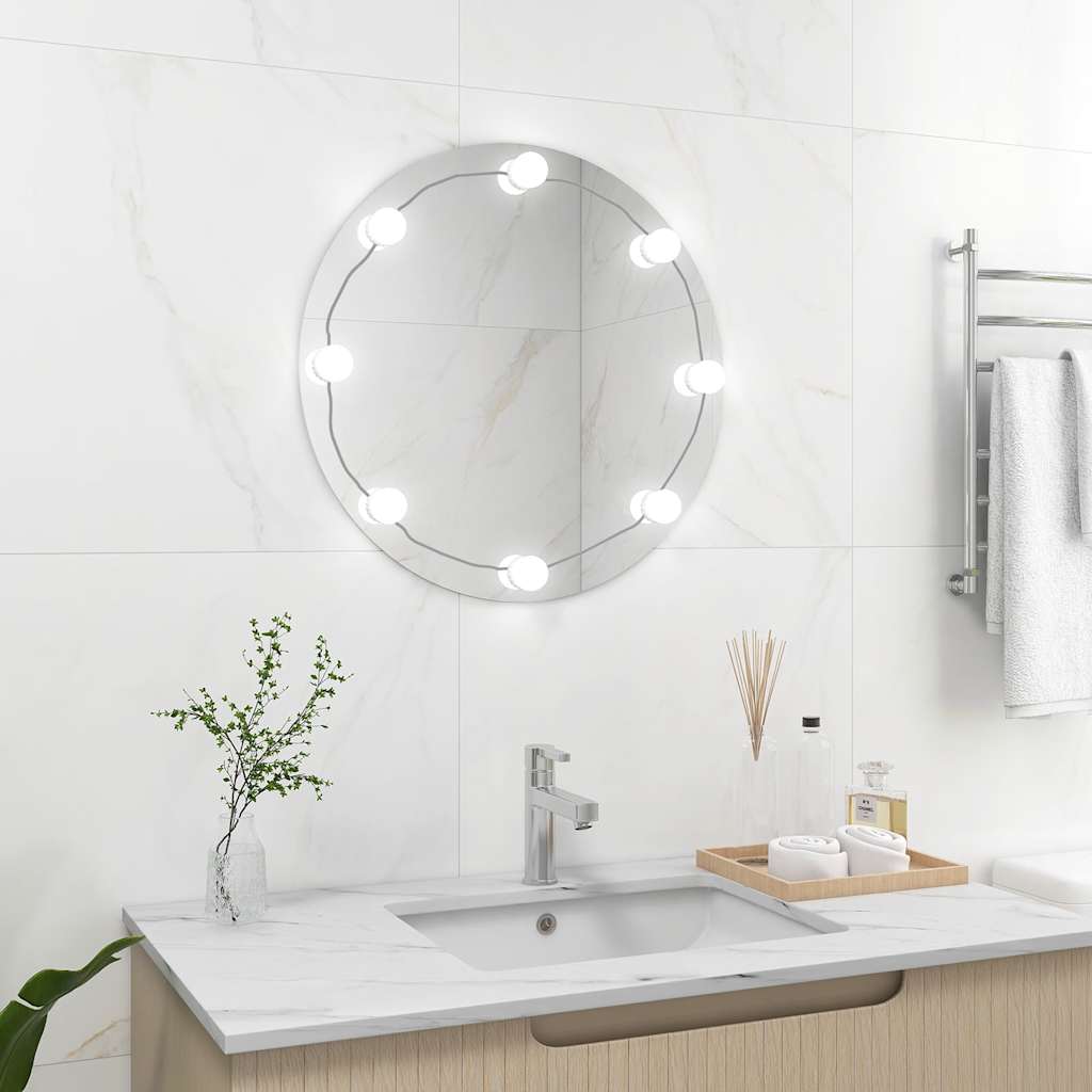 Vidaxl -Wandspiegel mit LED -Lampen um Glas