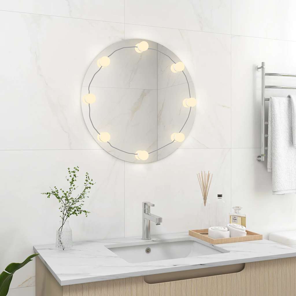 Vidaxl -Wandspiegel mit LED -Lampen um Glas