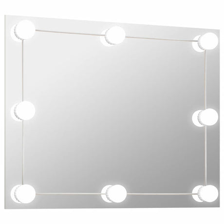 Vidaxl Wandspiegel ohne Rahmen LED -Lampen rechteckiges Glas