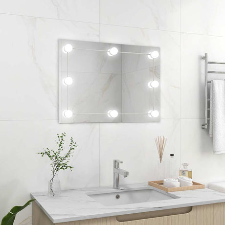 Vidaxl Wandspiegel ohne Rahmen LED -Lampen rechteckiges Glas