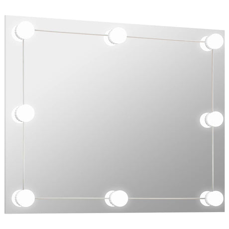 Vidaxx Wandspiegel ohne Rahmen mit LED-Lampen, rechteckiges Glas