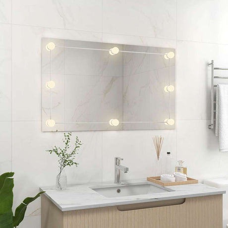 Vidaxx Wandspiegel ohne Rahmen mit LED-Lampen, rechteckiges Glas