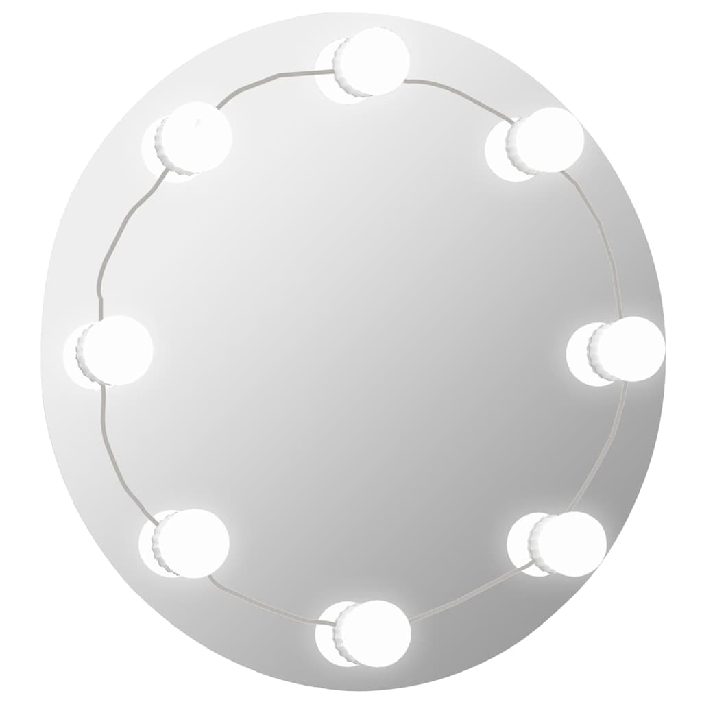 VidaXL Wandspiegel ohne Rahmen mit LED-Lampen rundem Glas
