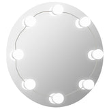 VidaXL Wandspiegel ohne Rahmen mit LED-Lampen rundem Glas