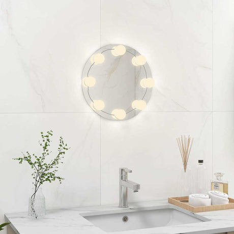 VidaXL Wandspiegel ohne Rahmen mit LED-Lampen rundem Glas