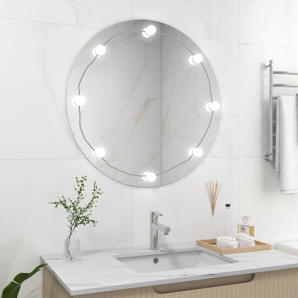 Vidaxl Wandspiegel ohne Liste der LED -Lampen um Glas