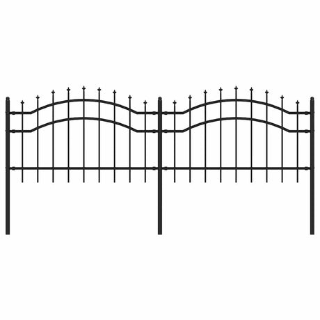 VidaXL Gartenzaun mit Stabenden 115 cm schwarz pulverbeschichteter Stahl