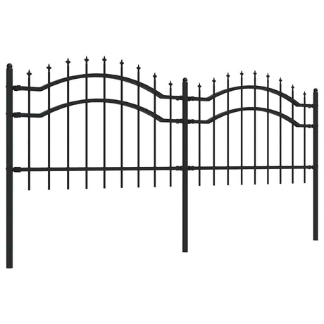 VidaXL Gartenzaun mit Stabenden 115 cm schwarz pulverbeschichteter Stahl