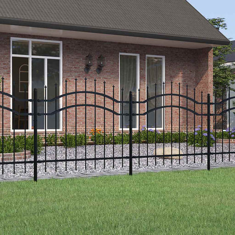 VidaXL Gartenzaun mit Stabenden 140 cm schwarz pulverbeschichteter Stahl