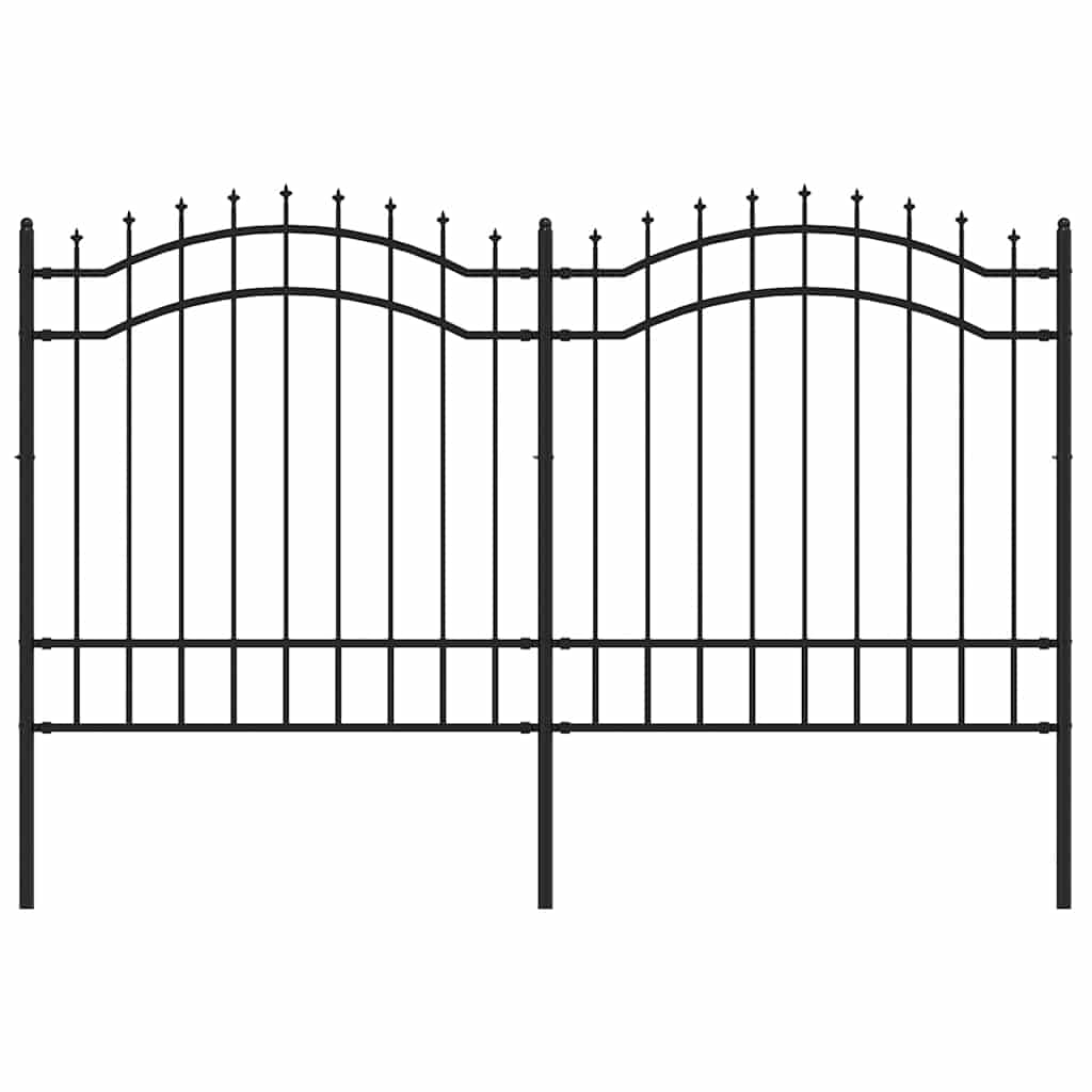 VidaXL Gartenzaun mit Stabenden 165 cm schwarz pulverbeschichteter Stahl