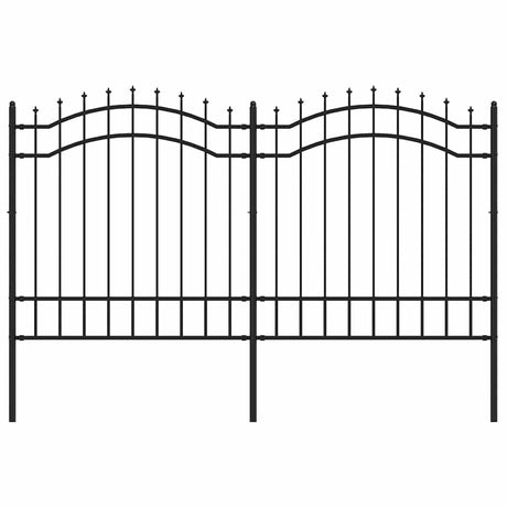 VidaXL Gartenzaun mit Stabenden 165 cm schwarz pulverbeschichteter Stahl