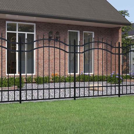 VidaXL Gartenzaun mit Stabenden 165 cm schwarz pulverbeschichteter Stahl