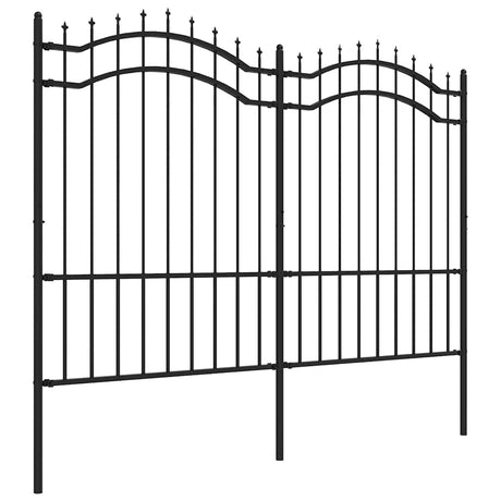 VidaXL Gartenzaun mit Stabenden 190 cm schwarz pulverbeschichteter Stahl