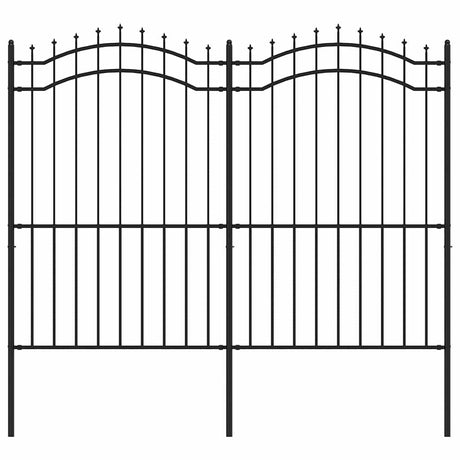 VidaXL Gartenzaun mit Stabenden 222 cm schwarz pulverbeschichteter Stahl