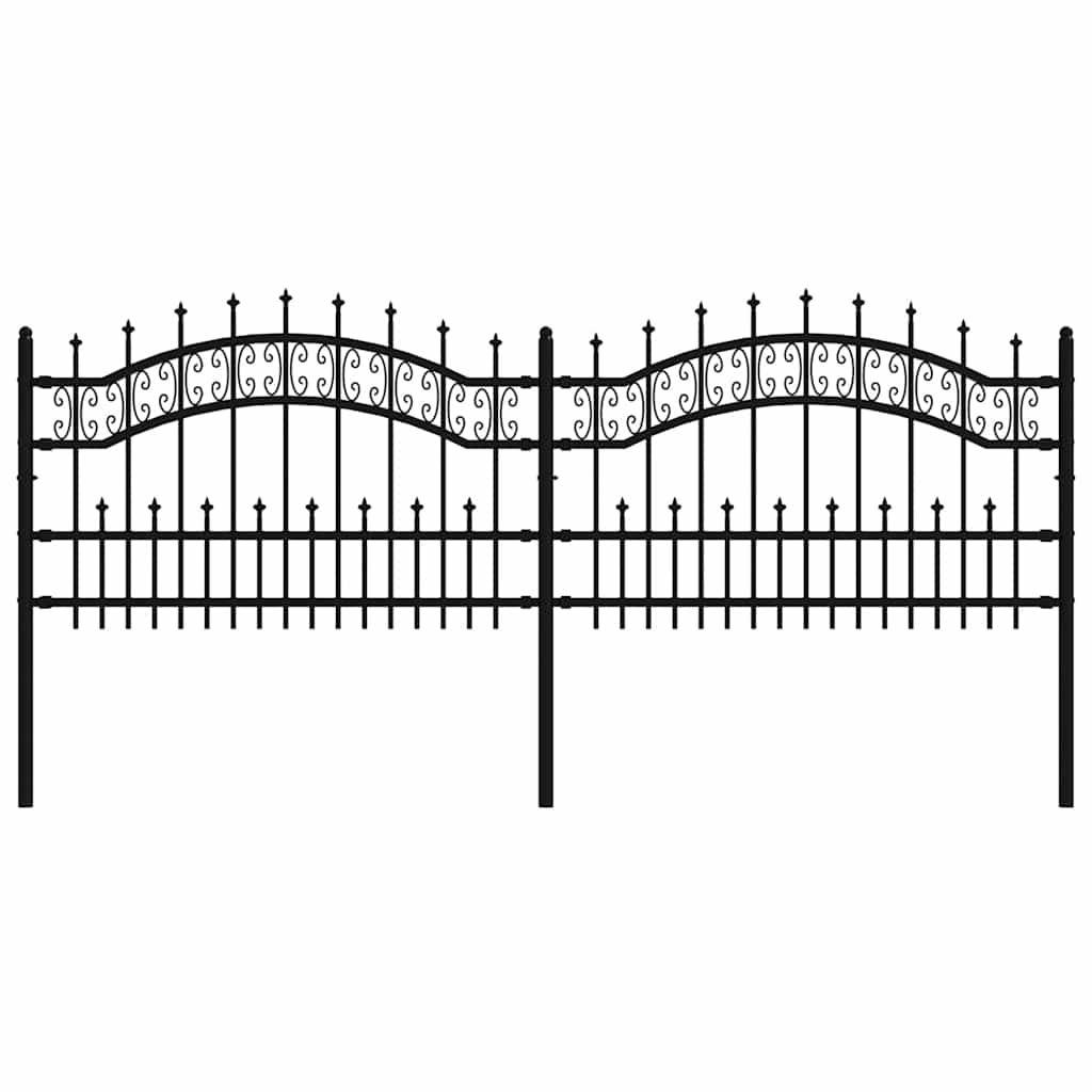 VidaXL Gartenzaun mit Stabenden 115 cm schwarz pulverbeschichteter Stahl