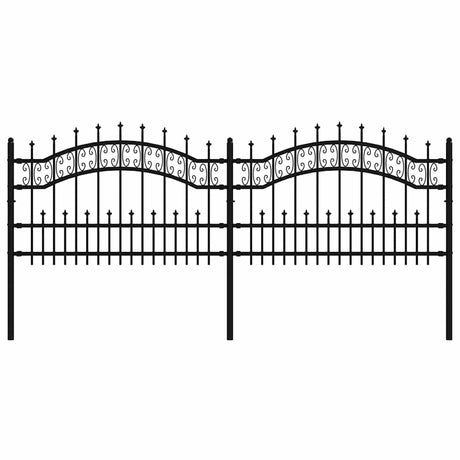 VidaXL Gartenzaun mit Stabenden 115 cm schwarz pulverbeschichteter Stahl
