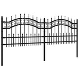 VidaXL Gartenzaun mit Stabenden 115 cm schwarz pulverbeschichteter Stahl