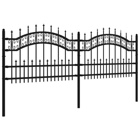 VidaXL Gartenzaun mit Stabenden 115 cm schwarz pulverbeschichteter Stahl