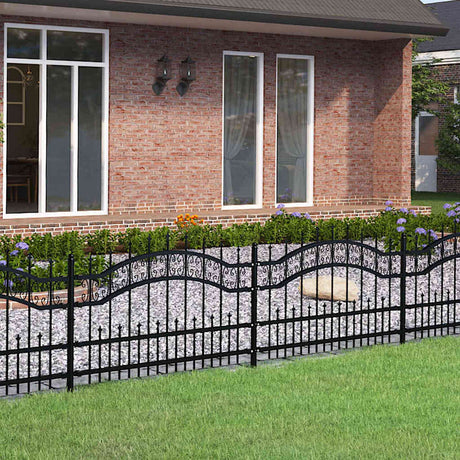 VidaXL Gartenzaun mit Speerspitze schwarz 240x75 cm pulverbeschichteter Stahl
