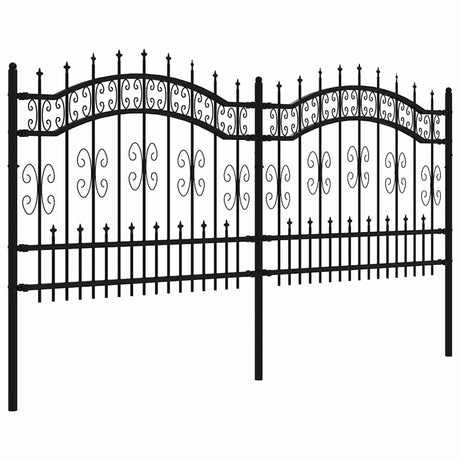 VidaXL Gartenzaun mit Speerspitze schwarz 240x100 cm pulverbeschichteter Stahl