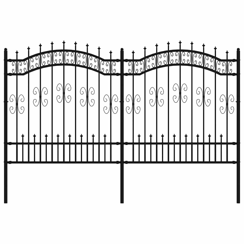 VidaXL Gartenzaun mit Stabenden 165 cm schwarz pulverbeschichteter Stahl