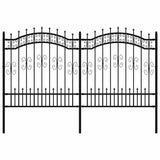 VidaXL Gartenzaun mit Stabenden 165 cm schwarz pulverbeschichteter Stahl