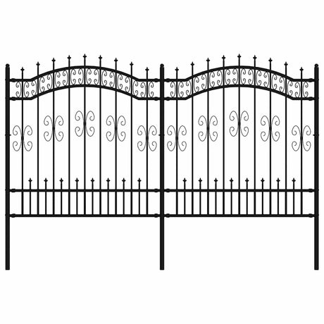 VidaXL Gartenzaun mit Stabenden 165 cm schwarz pulverbeschichteter Stahl