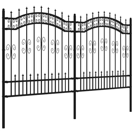 VidaXL Gartenzaun mit Stabenden 165 cm schwarz pulverbeschichteter Stahl