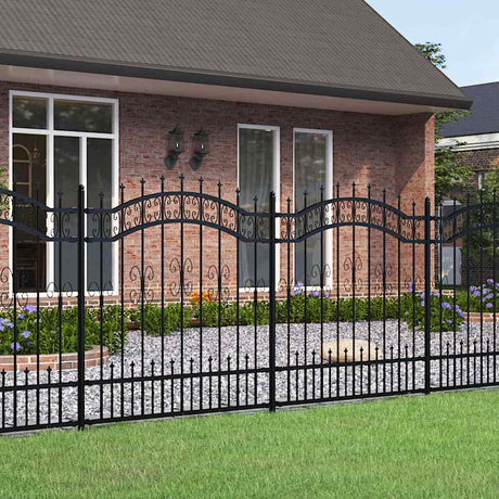 VidaXL Gartenzaun mit Stabenden 165 cm schwarz pulverbeschichteter Stahl