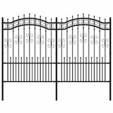 VidaXL Gartenzaun mit Stabenden 190 cm schwarz pulverbeschichteter Stahl
